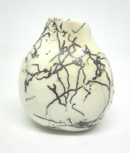 Dollhouse Miniature ceramic gourd shaped vase with hair decoration