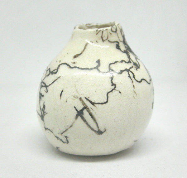 Dollhouse Miniature ceramic gourd shaped vase with hair decoration