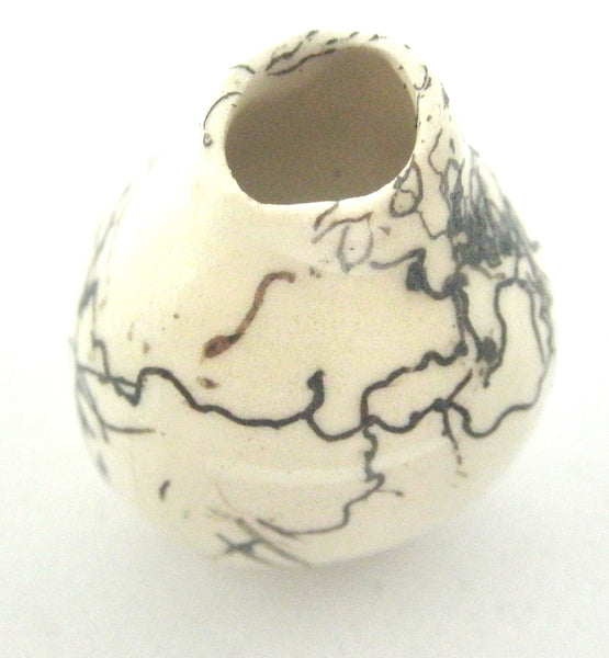 Dollhouse Miniature ceramic gourd shaped vase with hair decoration
