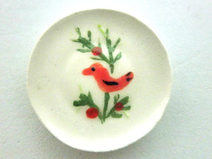 Miniature Christmas plate - cardinal