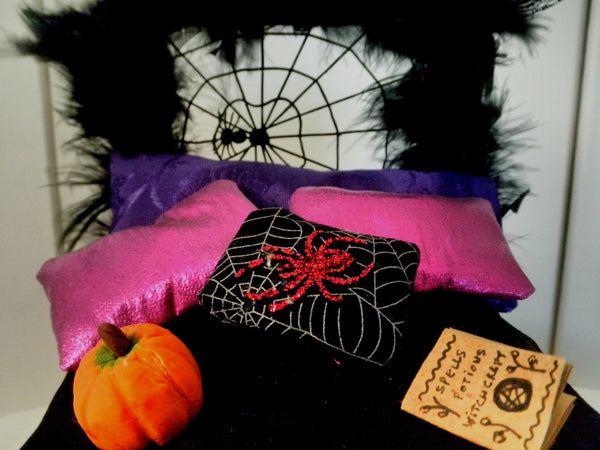 Dollhouse Miniature Halloween witch bed - twig furmiture