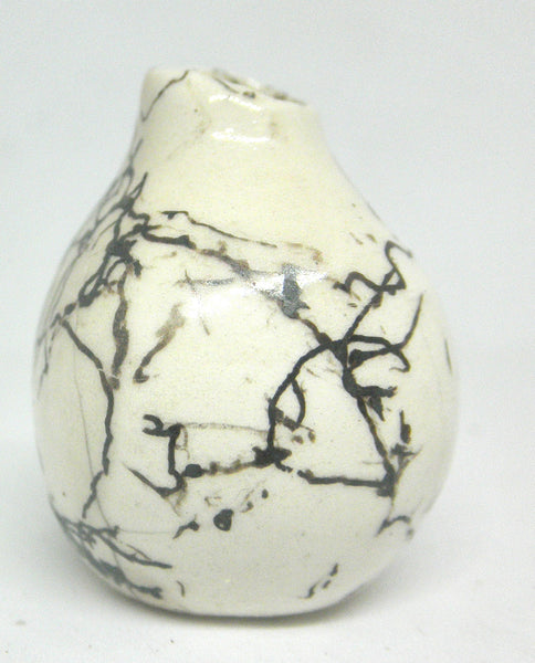 Dollhouse Miniature ceramic gourd shaped vase with hair decoration