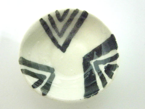 Miniature ceramic bowl black and white #A