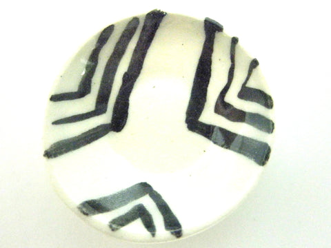 Miniature ceramic bowl black and white #B
