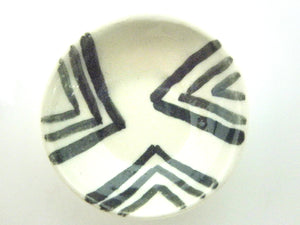Miniature ceramic bowl black and white #C