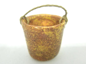 Miniature ceramic water bucket -brown