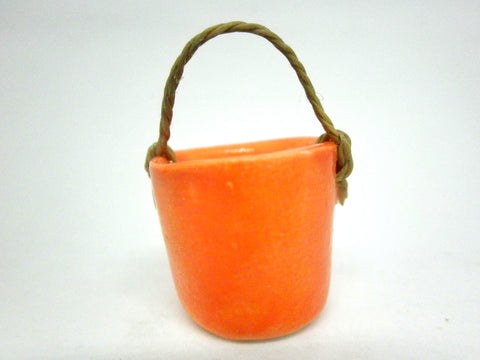Miniature ceramic water bucket - orange