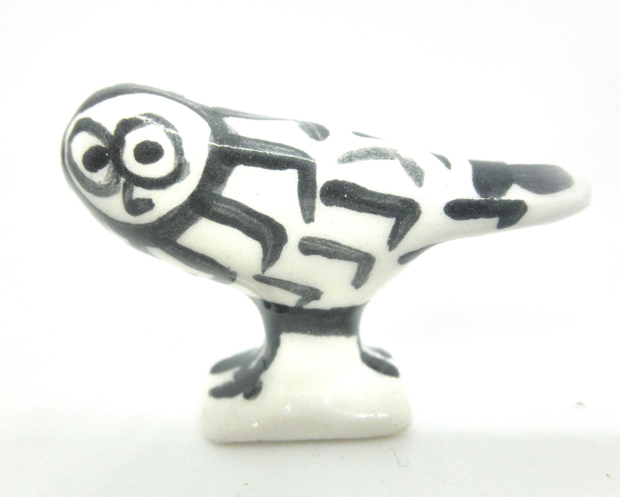 Miniature Picasso inspired ceramic sculpture -  owl B