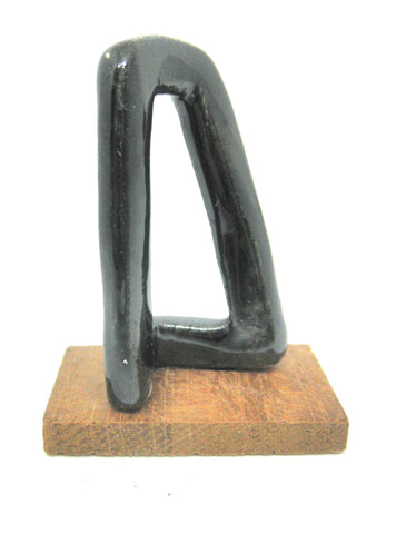 Miniature ceramic modern sculpture black twisted square