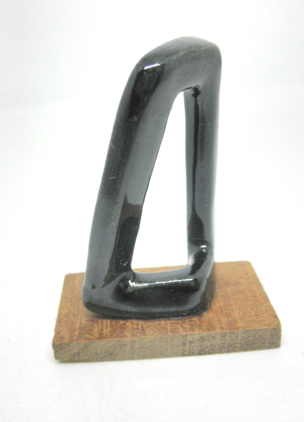 Miniature ceramic modern sculpture black twisted square