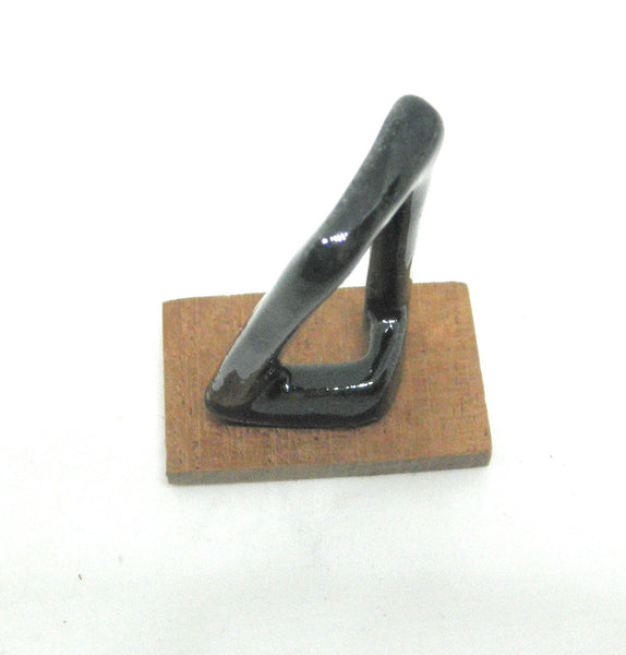 Miniature ceramic modern sculpture black twisted square