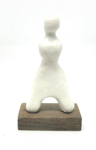 Miniature ceramic modern sculpture - woman in white