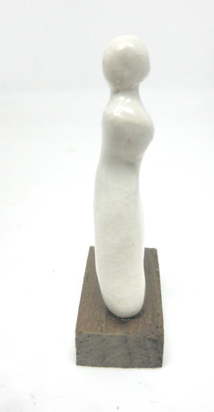 Miniature ceramic modern sculpture - woman in white