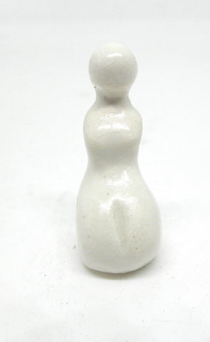 Miniature ceramic modern sculpture - kneeling woman in white