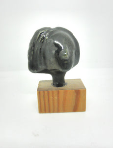 Miniature ceramic collector woman's head sculpture - black