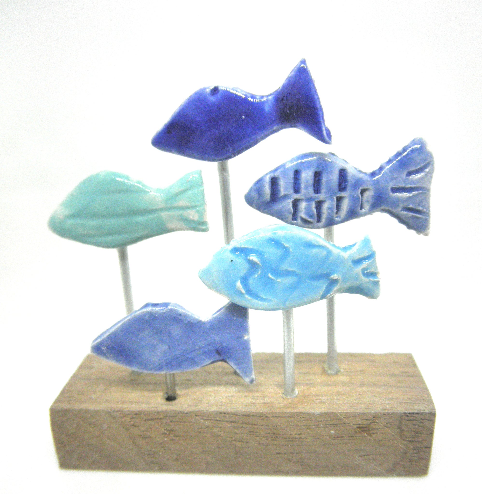 Miniature beach decor fish sculpture blue