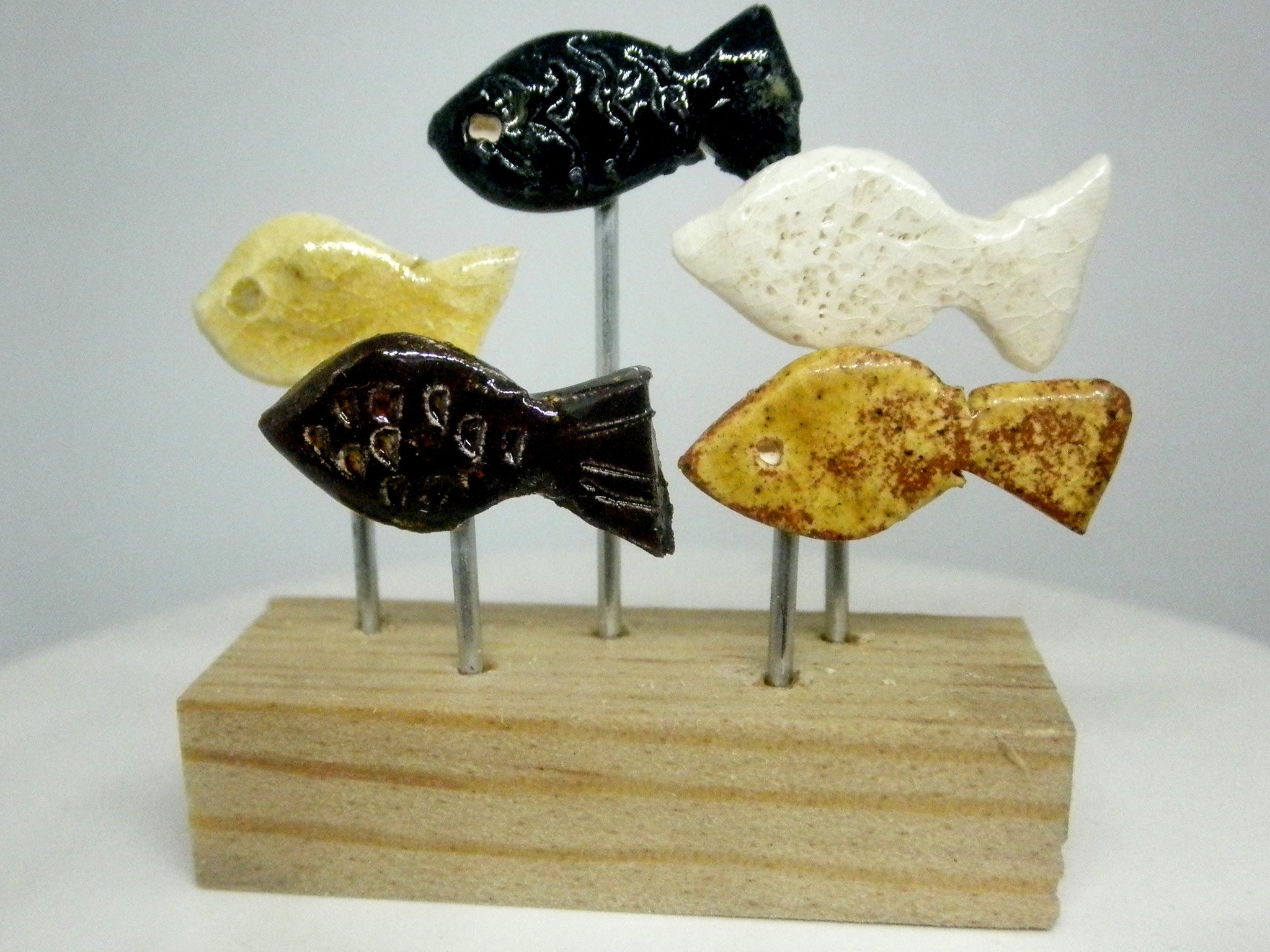 Miniature beach decor fish sculpture tan