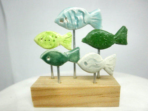 Miniature beach decor fish sculpture light green