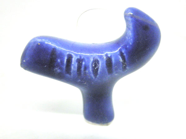 Miniature ceramic figurine stylized eagle cobalt blue