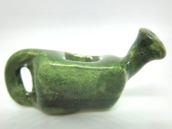 Miniature ceramic watering can - green