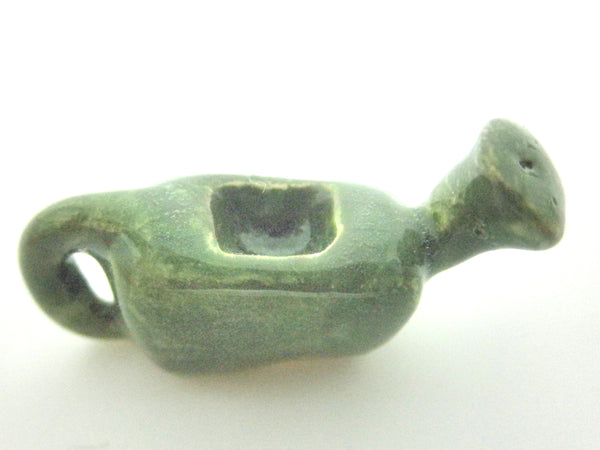 Miniature ceramic watering can - green