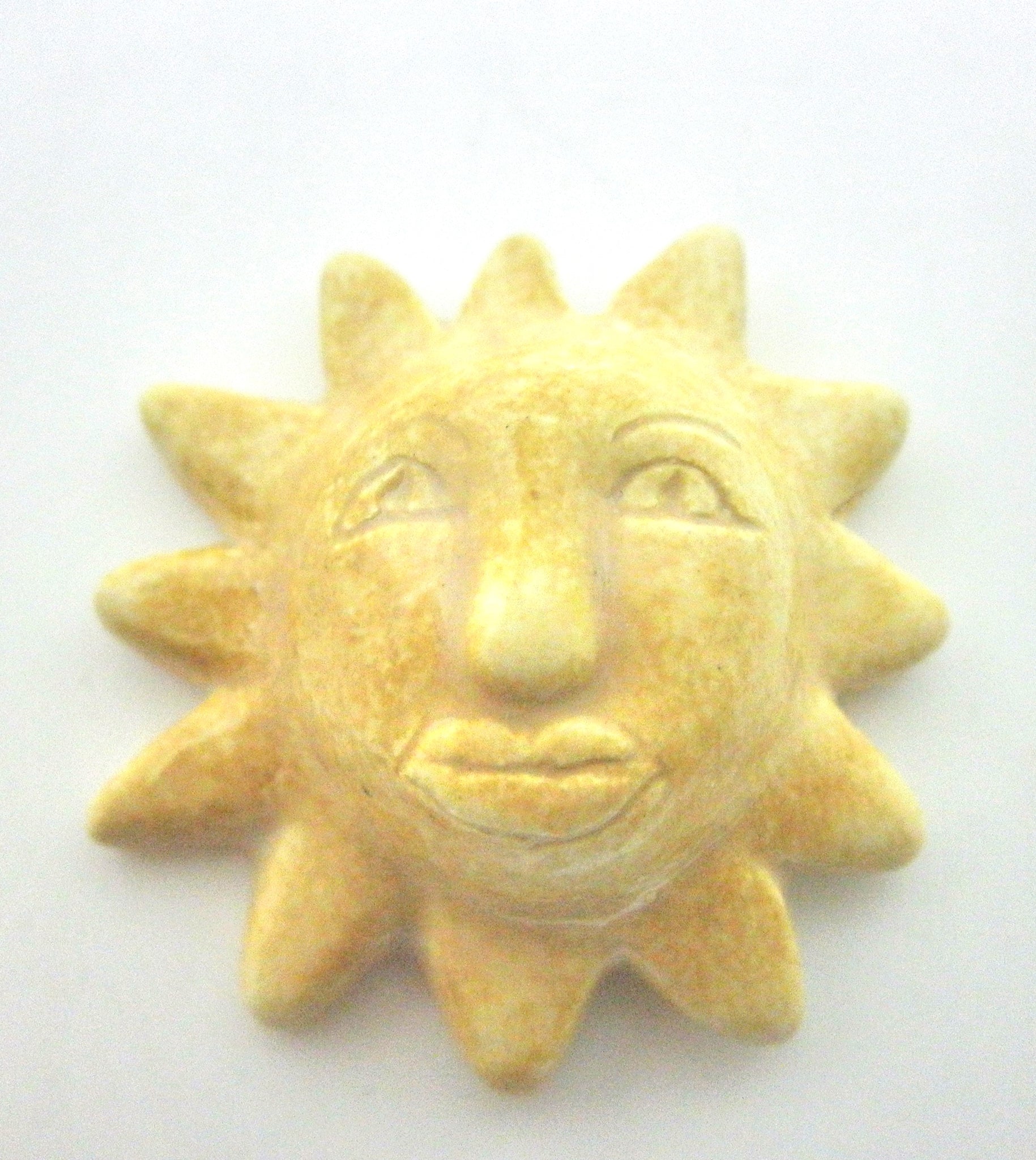 Miniature ceramic Mexican Sun sculpture Beige