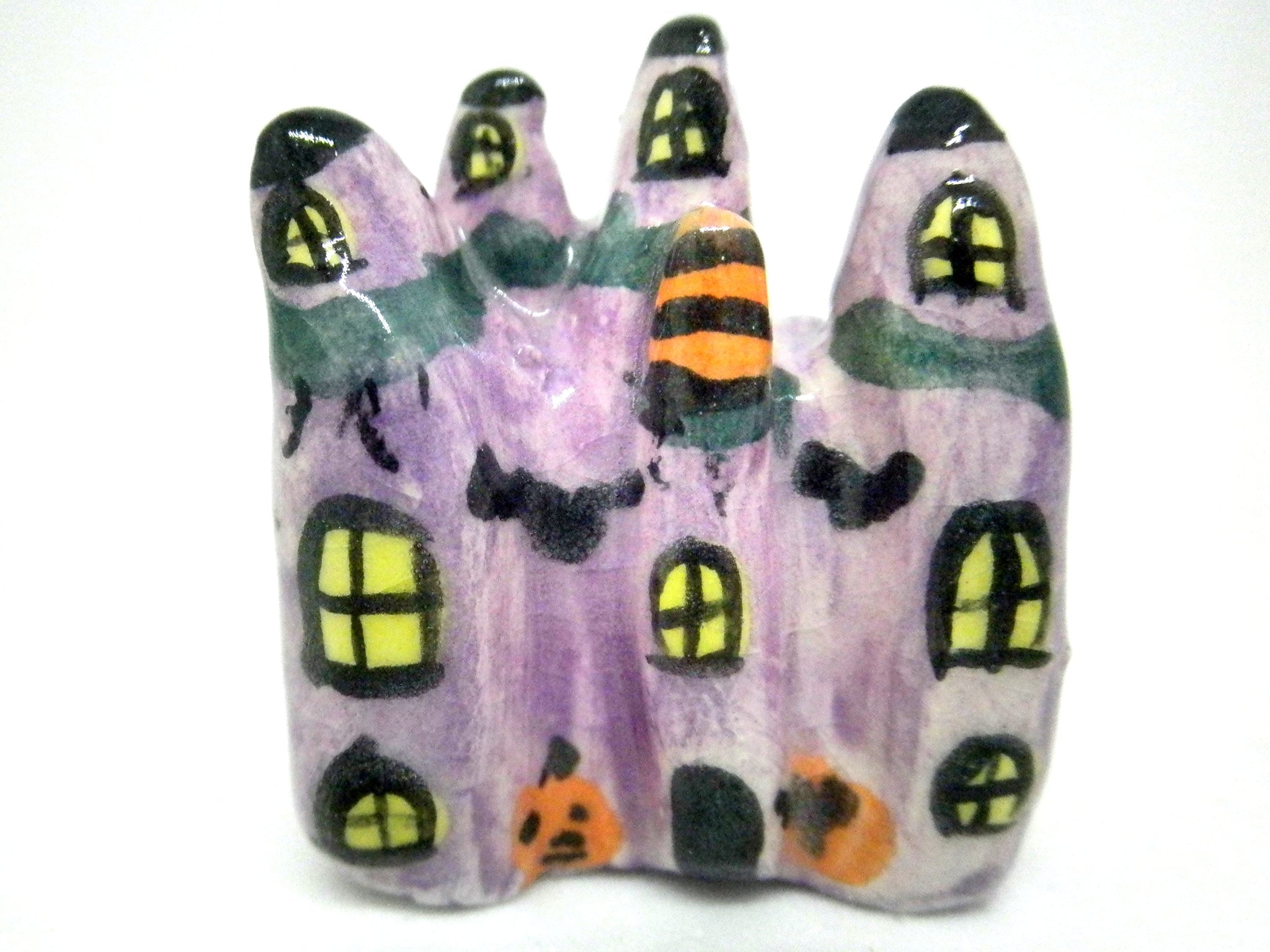 Miniature Ceramic Halloween haunted house with towers