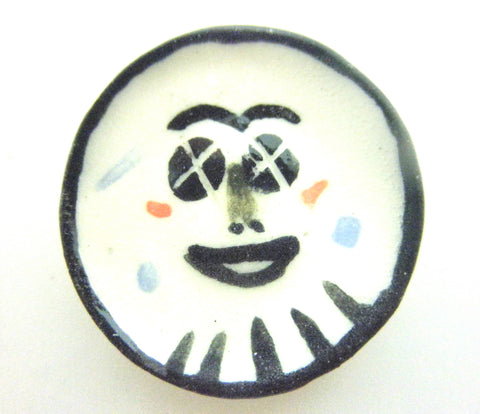 Miniature Picasso inspired small ceramic plate - face with big smile