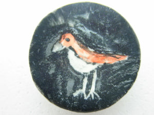 Miniature Picasso inspired ceramic plate - bird on black