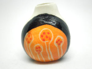 Miniature gourd vase black and orange