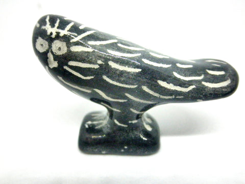 Miniature Picasso inspired ceramic sculpture -  dark owl #A