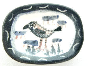 Miniature Picasso inspired ceramic plate -  bird with black border