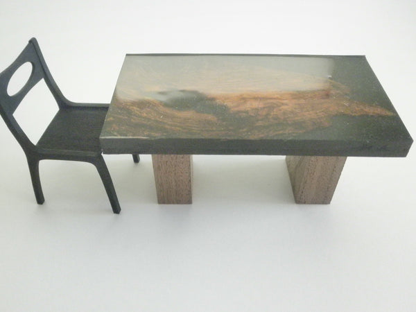 Miniature dining room table resin and wood 1/12th - #B