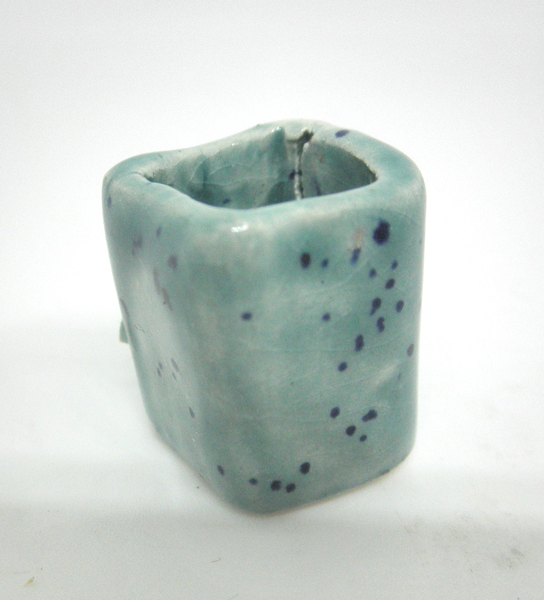 Miniature ceramic planter #2 - Speckled green