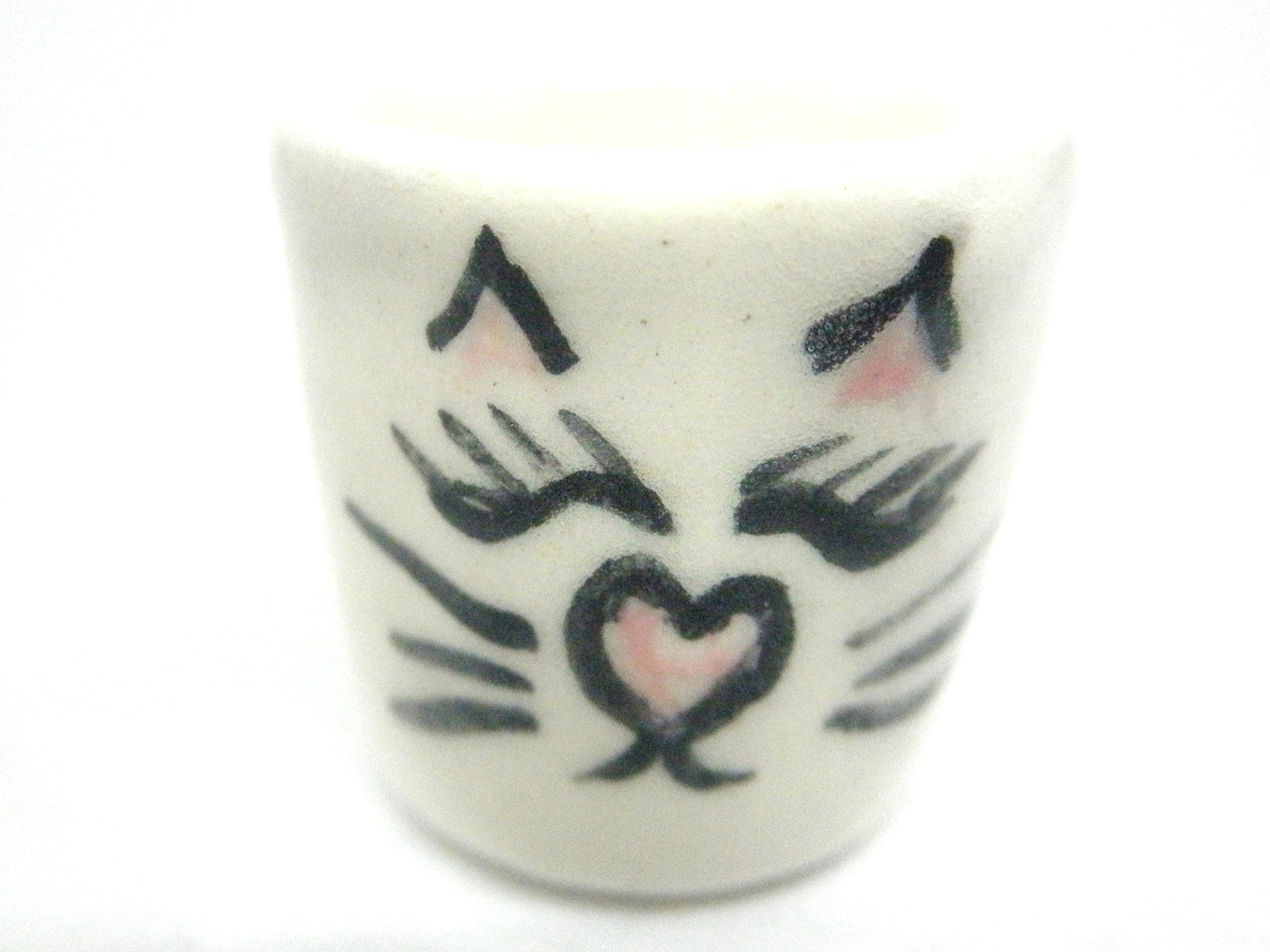 Miniature ceramic planter with cat face