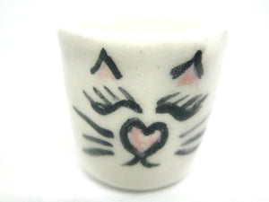 Miniature ceramic planter with cat face