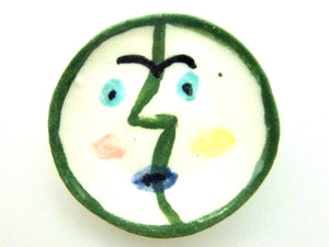 Miniature Picasso inspired small ceramic plate - face with green nose