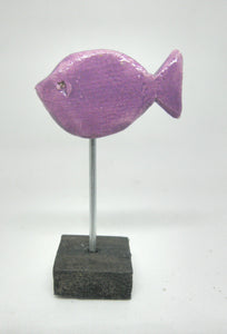 Miniature beach decor fish sculpture - purple