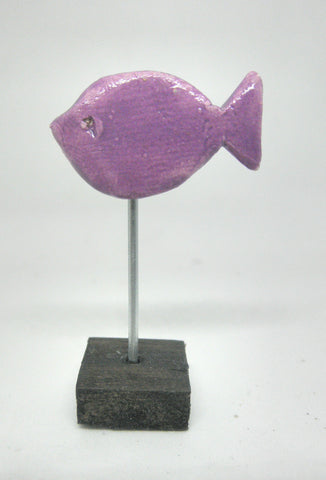 Miniature beach decor fish sculpture - purple
