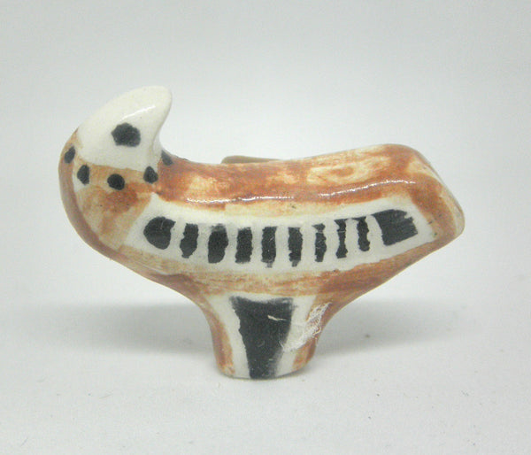 Miniature ceramic figurine stylized eagle brown