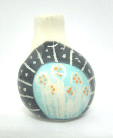 Miniature vase black and teal