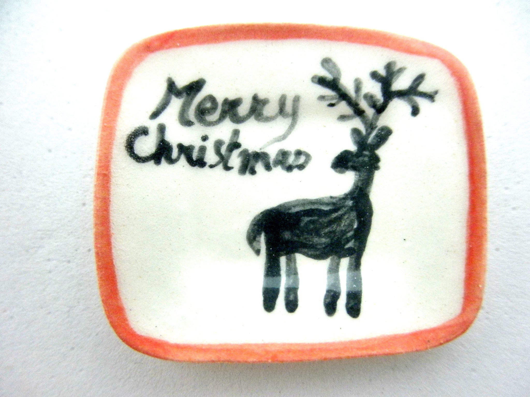 Miniature Christmas dish  square with deer
