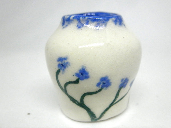 Miniature ceramic big vase with delicate blue flowers