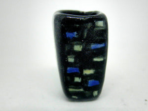 Miniature ceramic art deco vase black with teal and green