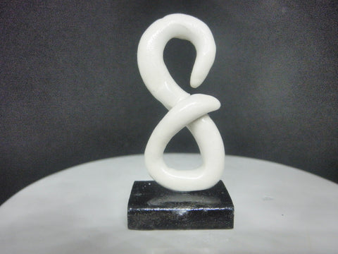 Miniature ceramic modern sculpture white twist