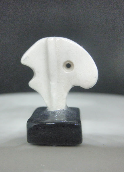 Miniature ceramic figurine modern abstract white face