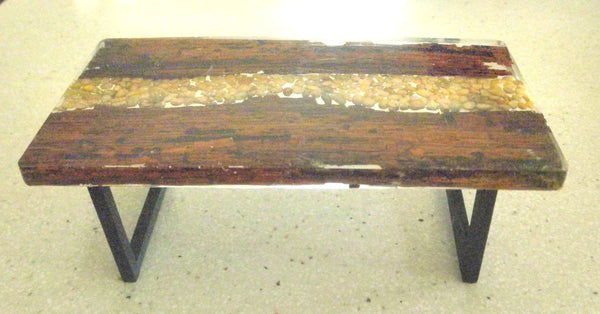 Miniature dining room table resin, stones and wood 1/12th -