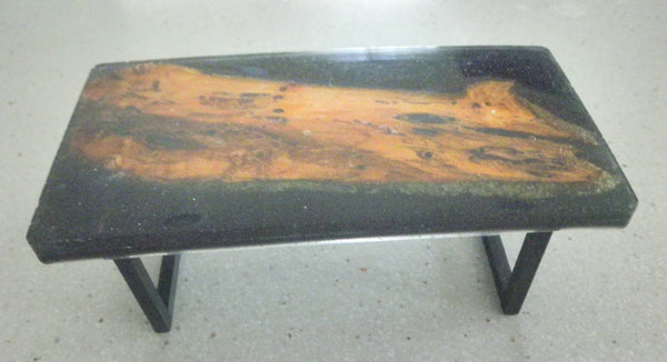 Miniature dining room table black resin and wood 1/12th