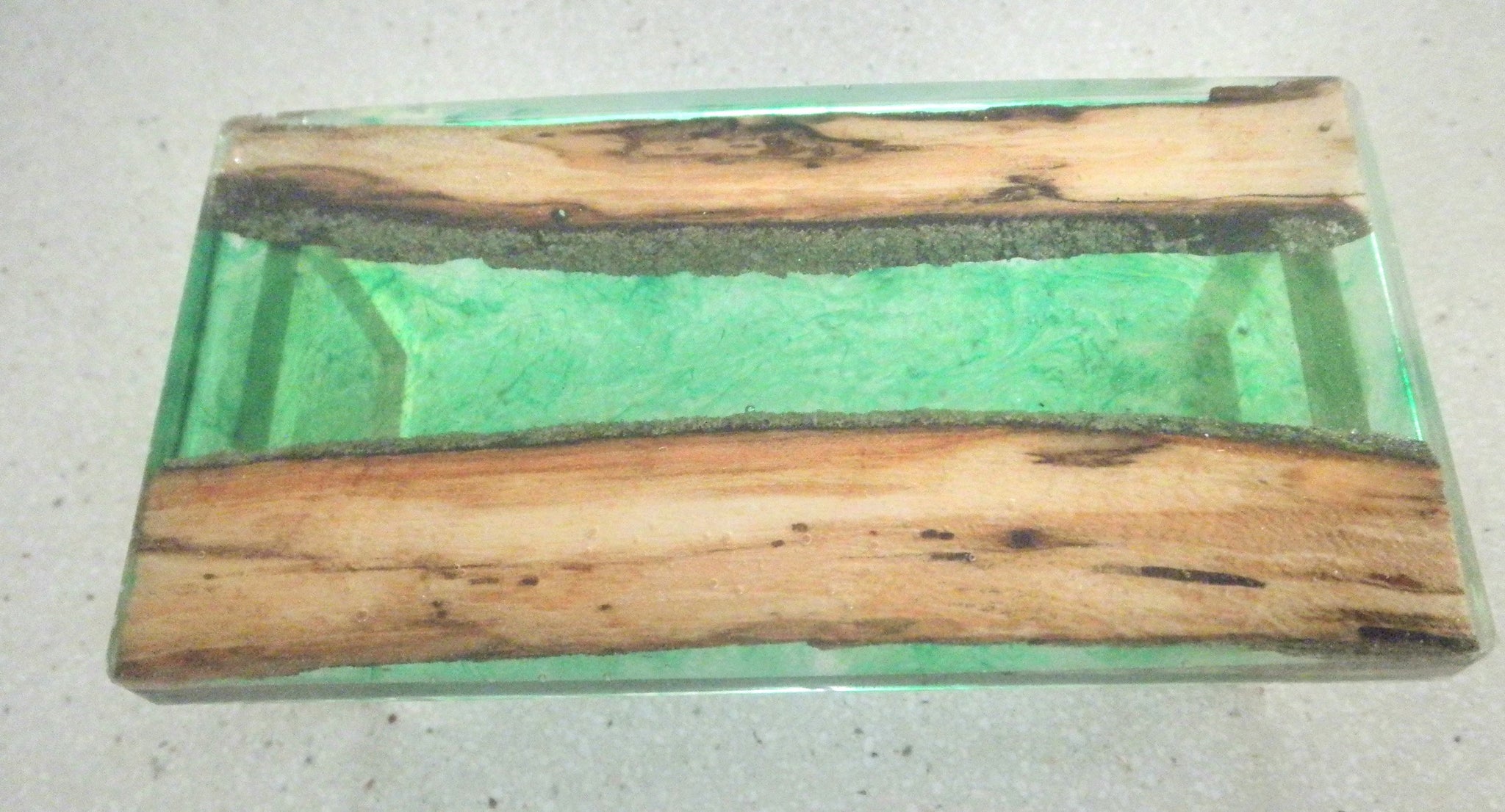 Miniature dining room table resin and wood 1/12th - green