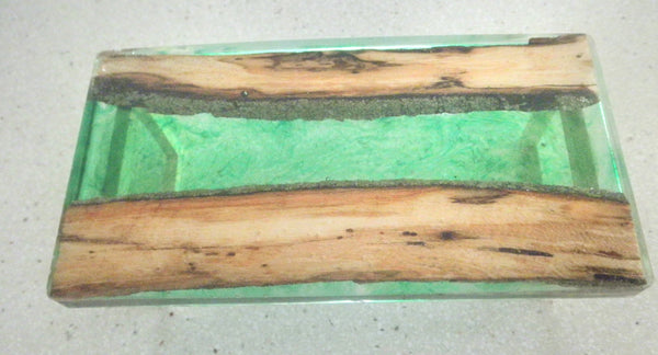 Miniature dining room table resin and wood 1/12th - green